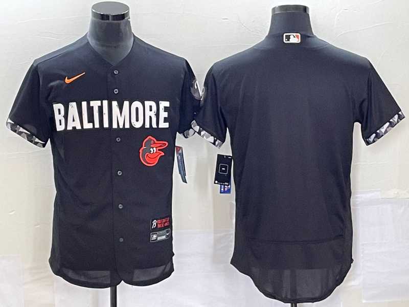 Mens Baltimore Orioles Blank Black 2023 City Connect Flex Base Stitched Jerseys